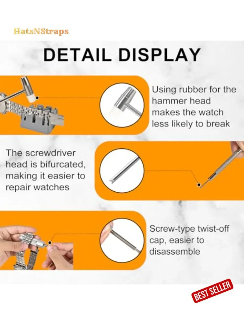 Watch Link Removal Kit with Pin Punches and Hammer